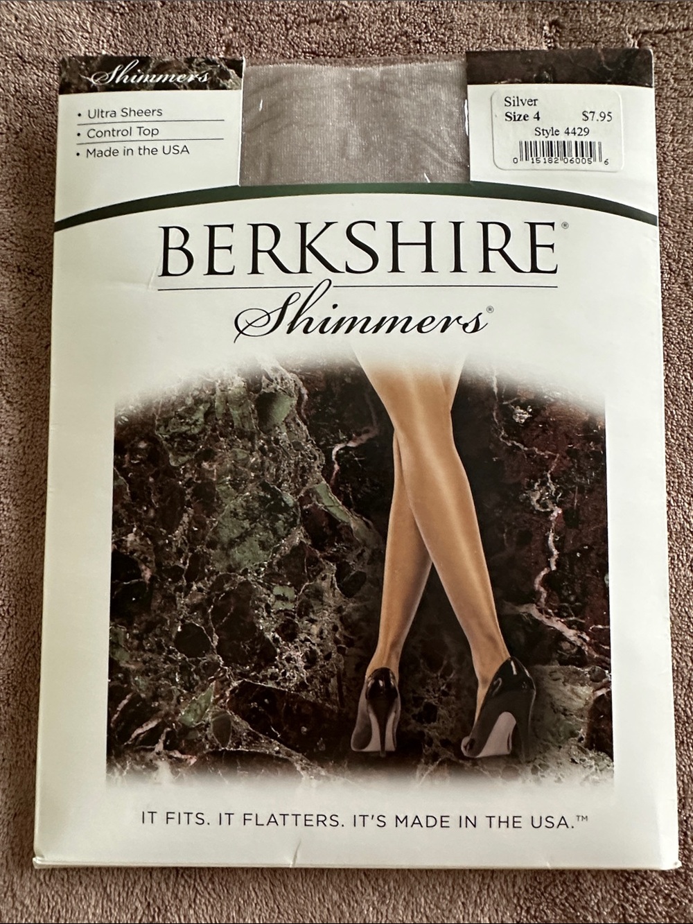NWT Berkshire Shimmers Size 4 Silver Ultra Sheer Control Top Sheer Toe Hosiery M